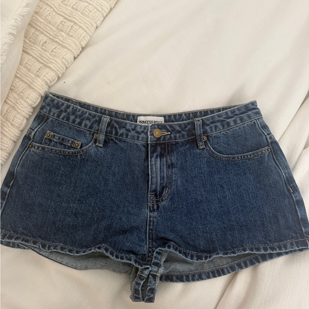 Princess Polly Classic Dark Blue Denim Cutoff Shorts